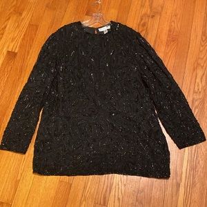 Valerie Stevens black beaded top 18W Worn once for a wedding